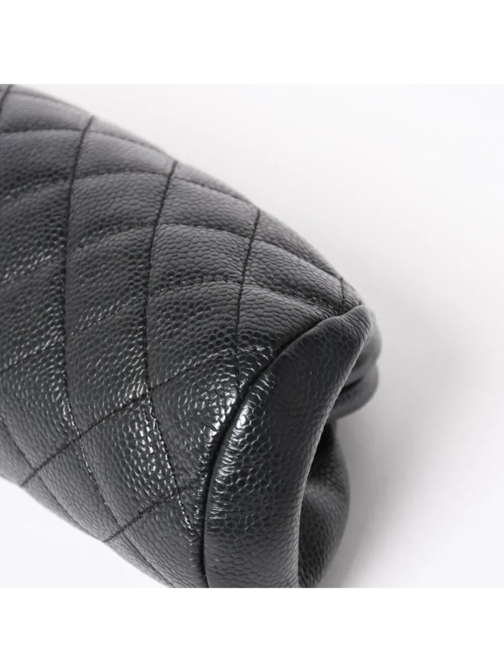 Chanel Timeless Classic Clutch CC Logo Caviar Leather Quilted Silver